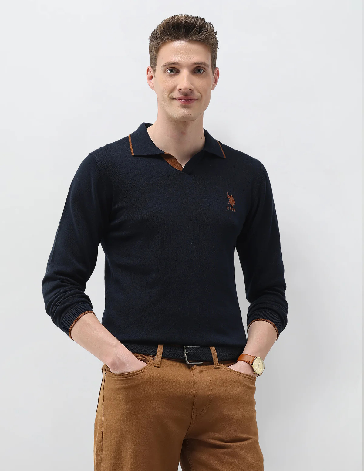 Long-Sleeve Knit Polo