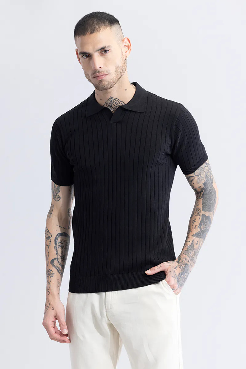 Ribbed Short-Sleeve Polo