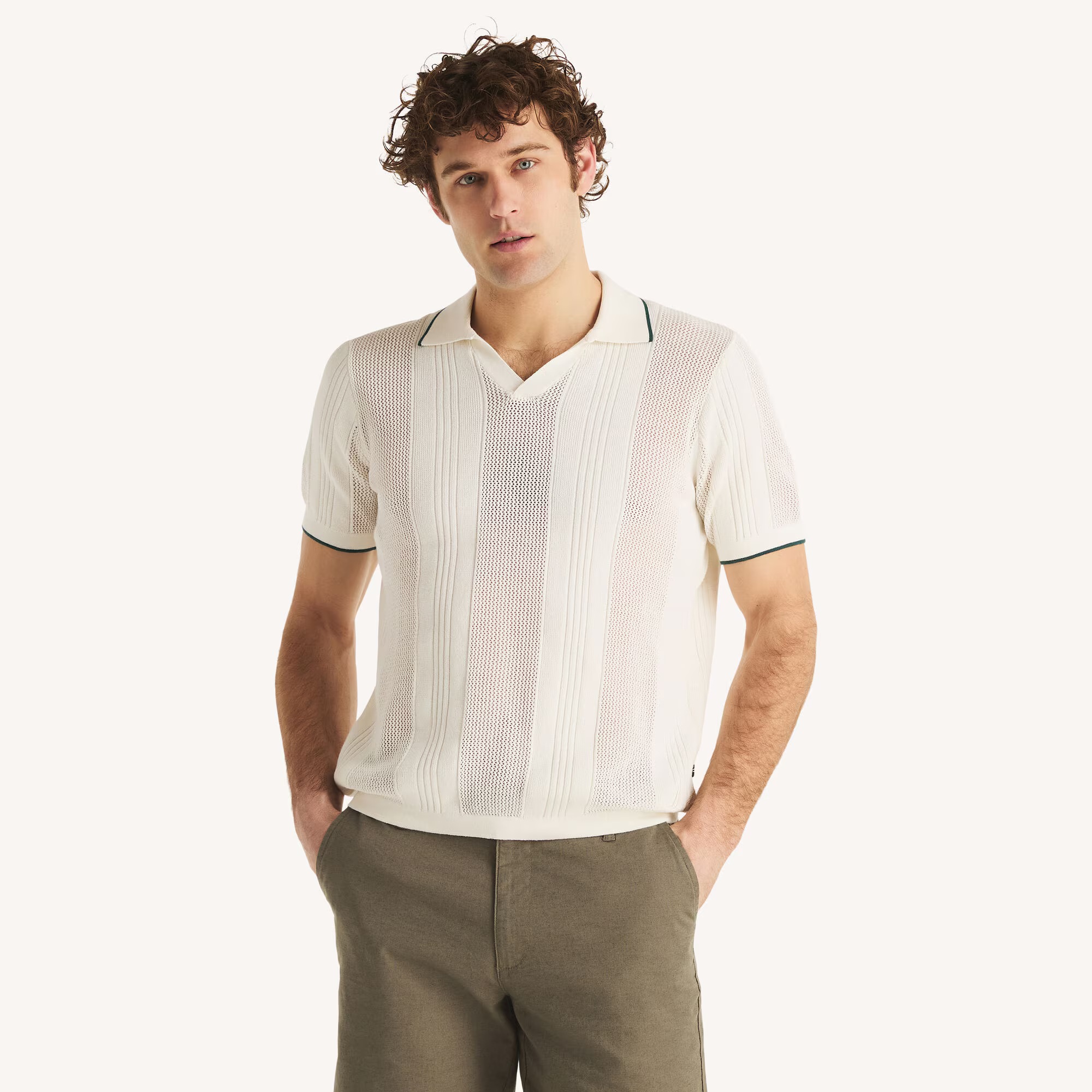 Openwork Knit Polo